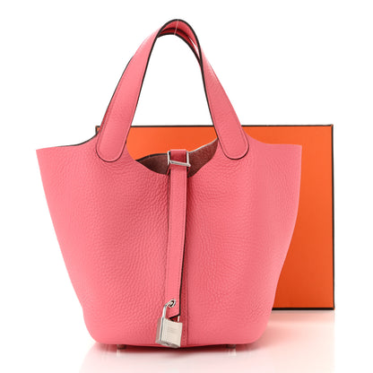 Hermes Taurillon Clemence Picotin Lock 18 PM Rose Azalee 11 of 11