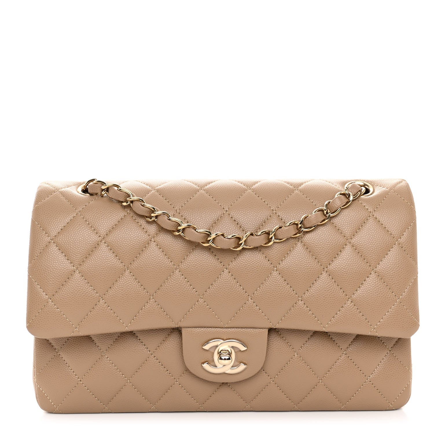 Chanel Caviar Quilted Medium Double Flap Dark Beige 1 of 11