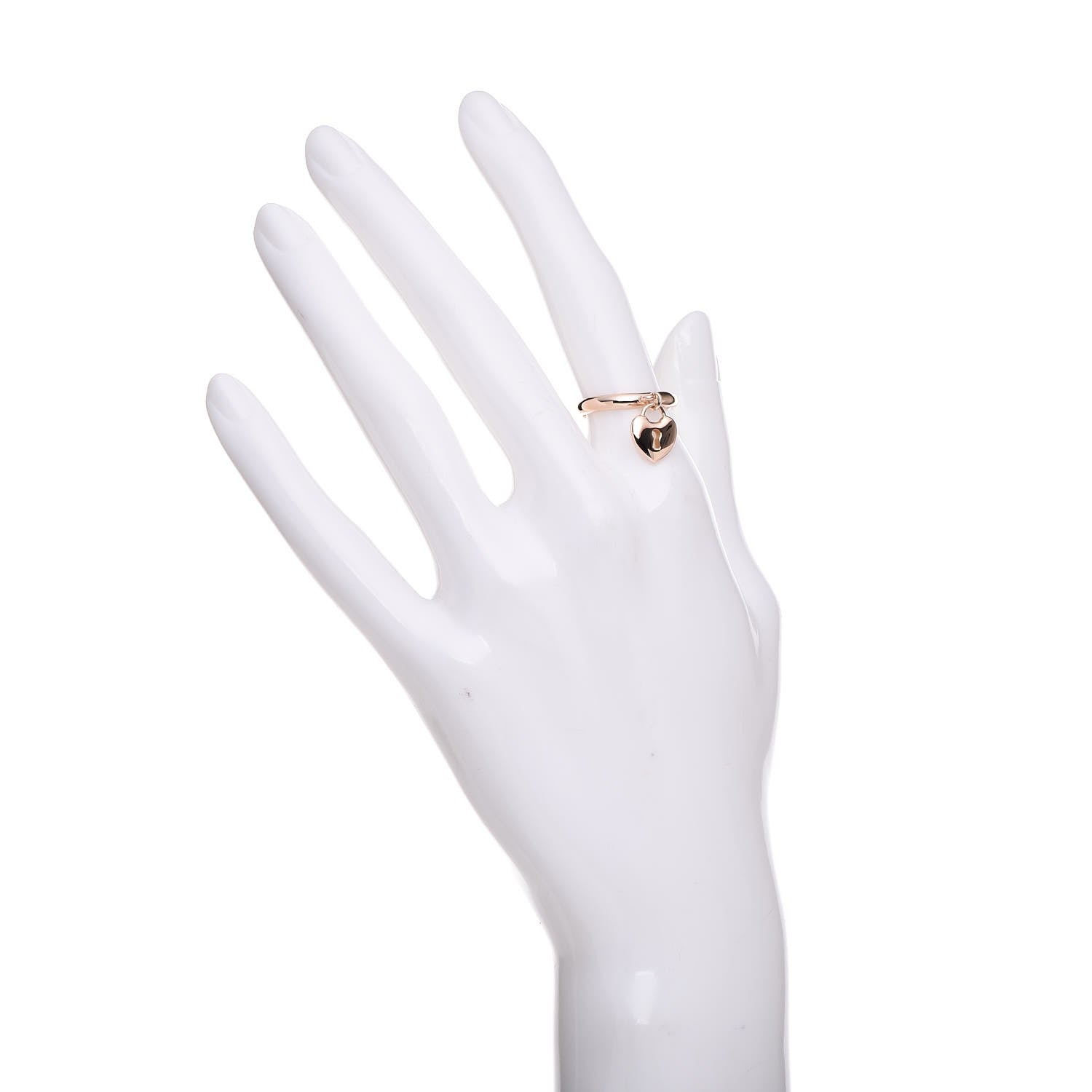Tiffany 18K Rose Gold Heart Lock Charm Ring 50 5.25 2 of 5