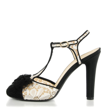 Chanel Lace Bow Ankle Strap Pumps 40 Black 1 of 6