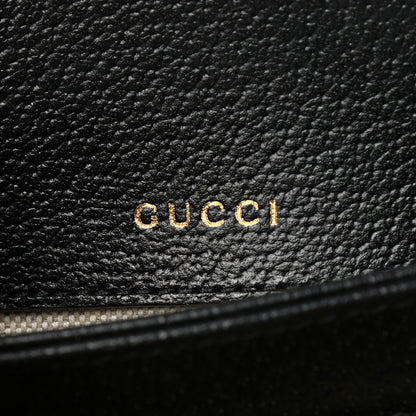 Gucci Jacquard Black Denim GG Monogram Textured Dollar Calfskin Horsebit 1955 Shoulder Bag Black Ivory 6 of 13