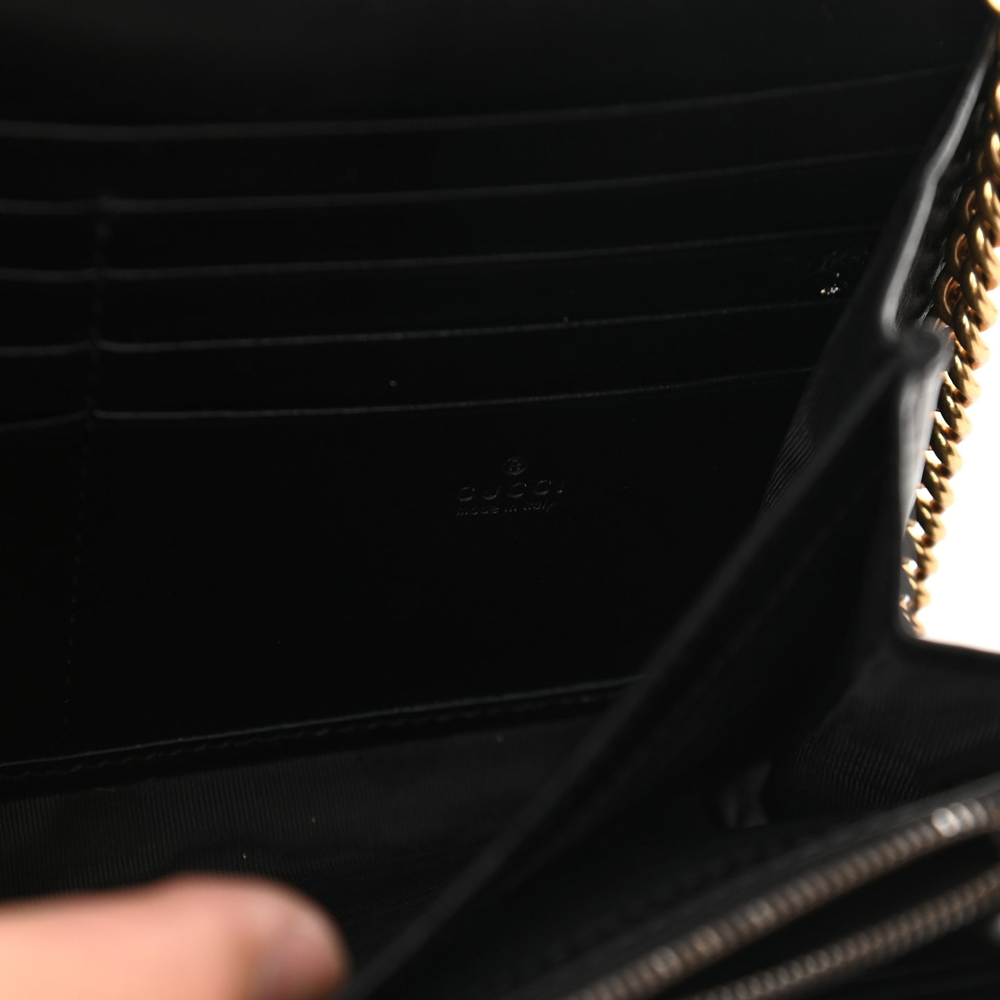 Calfskin Matelasse GG Marmont Chain Wallet Black