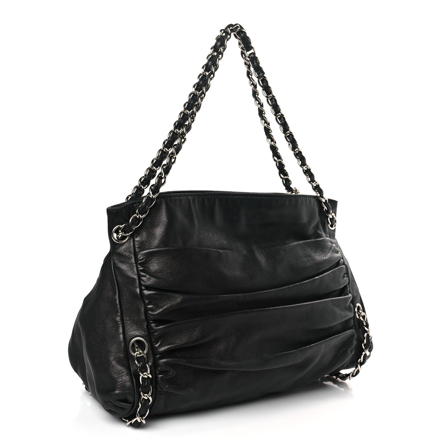 Lambskin Large Sharpei Shoulder Bag Black