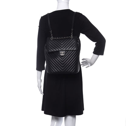 Chanel Calfskin Chevron Quilted Large Urban Spirit Backpack Black 2 of 16