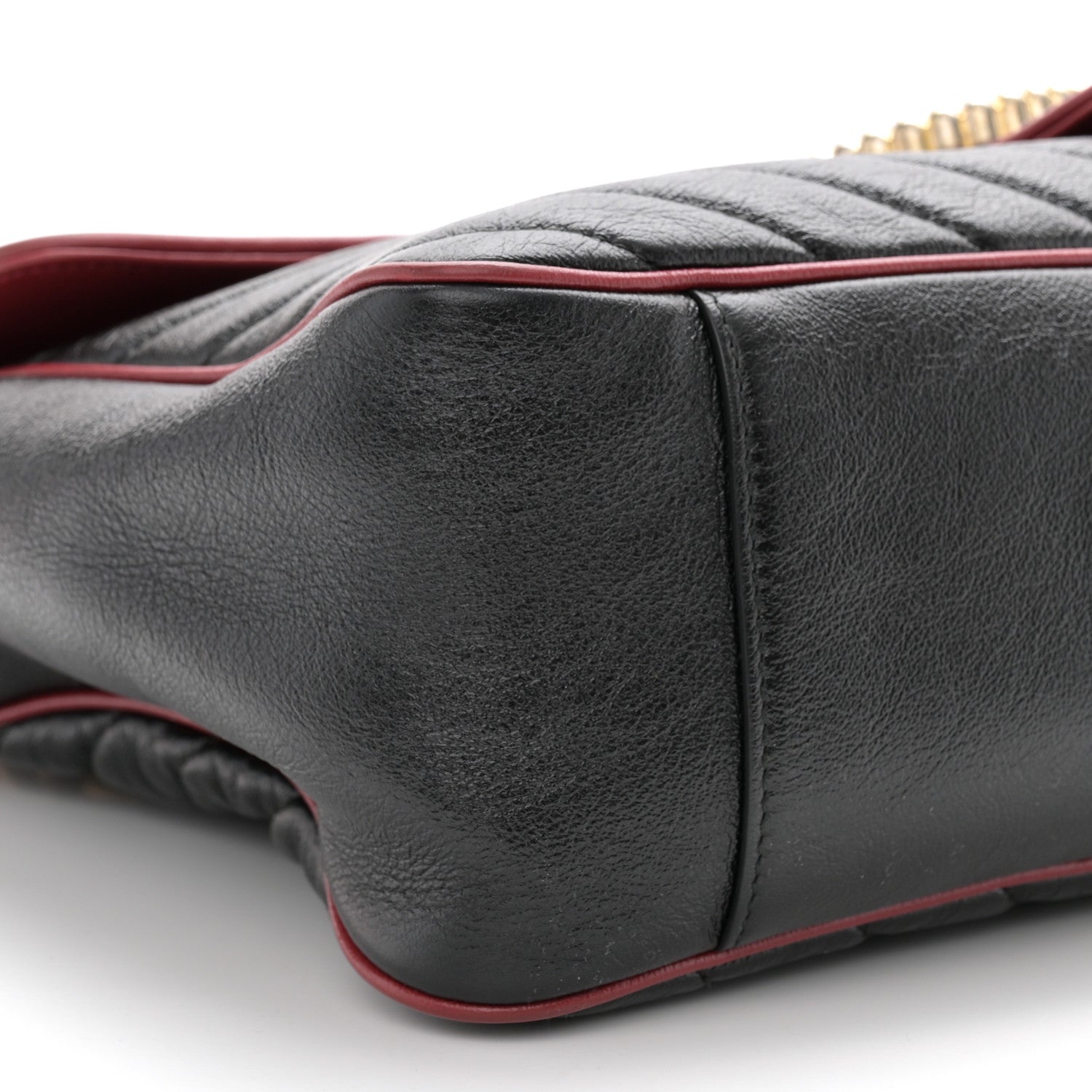 Gucci Vintage Effect Calfskin Matelasse Diagonal Large Torchon GG Marmont Shoulder Bag Black Romantic Cherry 10 of 12