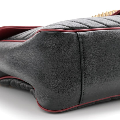 Gucci Vintage Effect Calfskin Matelasse Diagonal Large Torchon GG Marmont Shoulder Bag Black Romantic Cherry 10 of 12