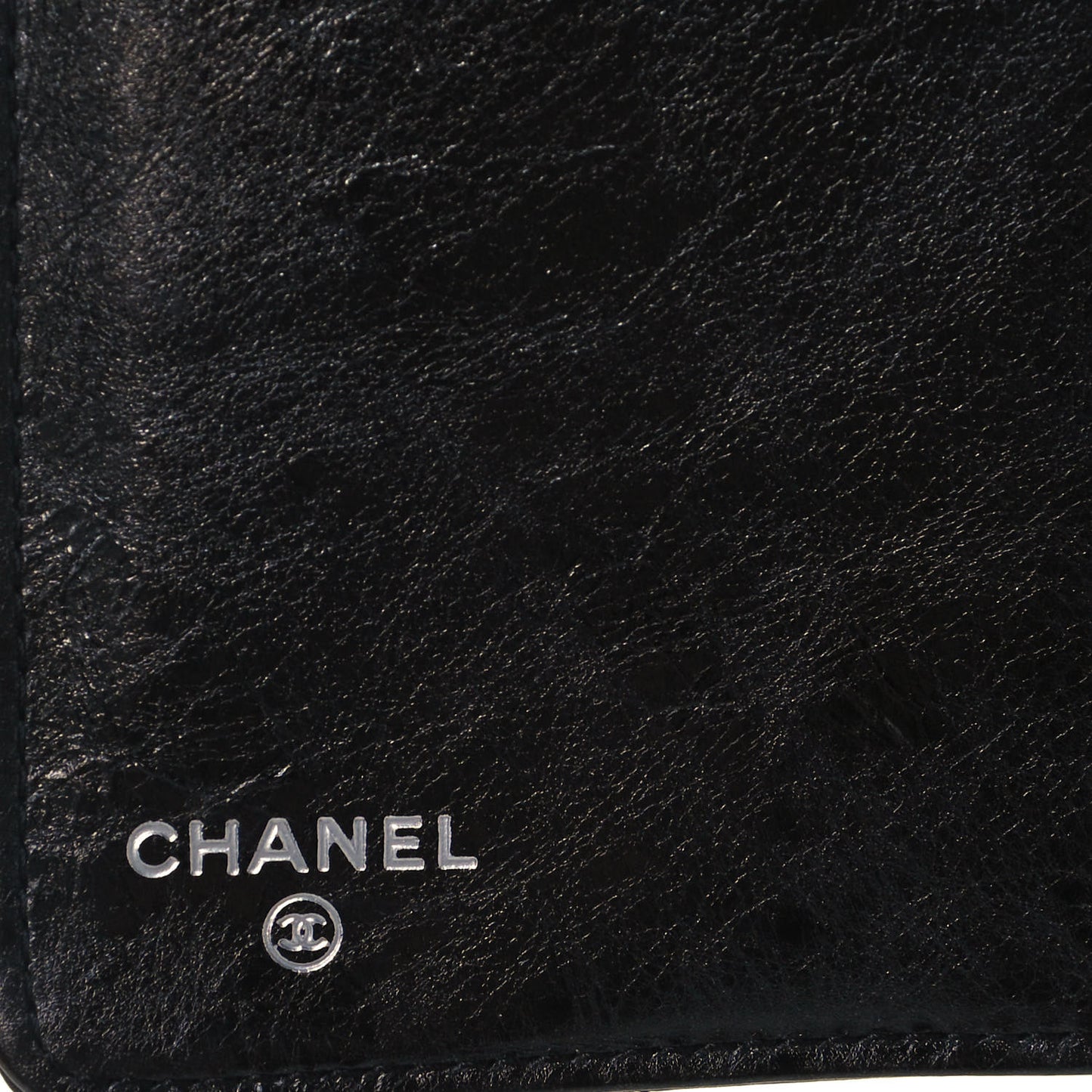 Patent Crumpled Calfskin Quilted Yen Reissue Wallet Black
