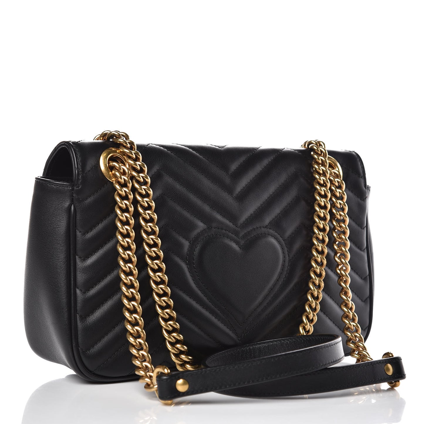 Calfskin Matelasse Small GG Marmont Shoulder Bag Black