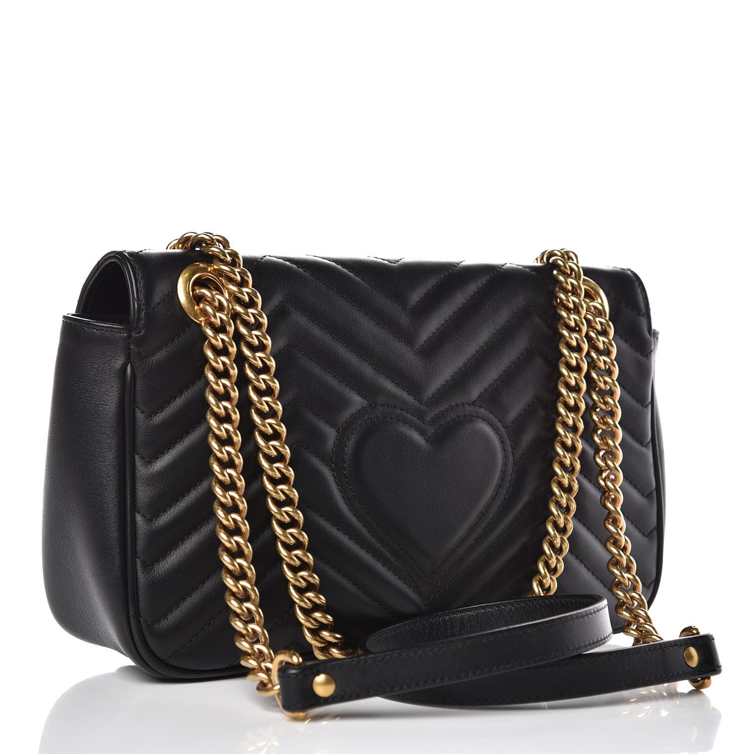 Gucci Calfskin Matelasse Small GG Marmont Shoulder Bag Black 3 of 11