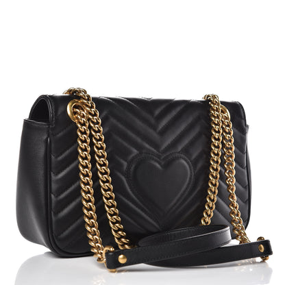 Gucci Calfskin Matelasse Small GG Marmont Shoulder Bag Black 3 of 11