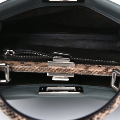 Fendi Vitello Seta Elaphe Nappa Grommet Medium Peekaboo Iconic Satchel Grey 4 of 14