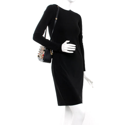 Fendi Grained Calfskin Studded 3Baguette Shoulder Bag Black Multicolor 2 of 8