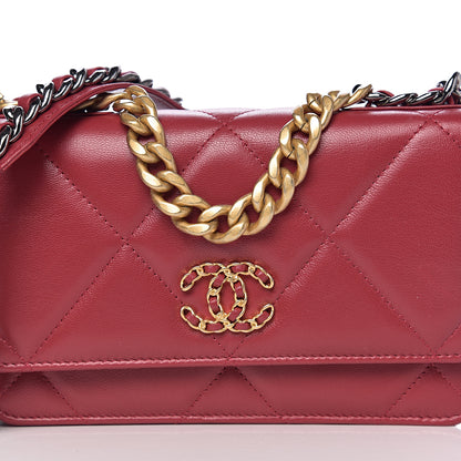 Chanel Shiny Goatskin Quilted 19 Wallet On Chain WOC Rouge 10 of 11