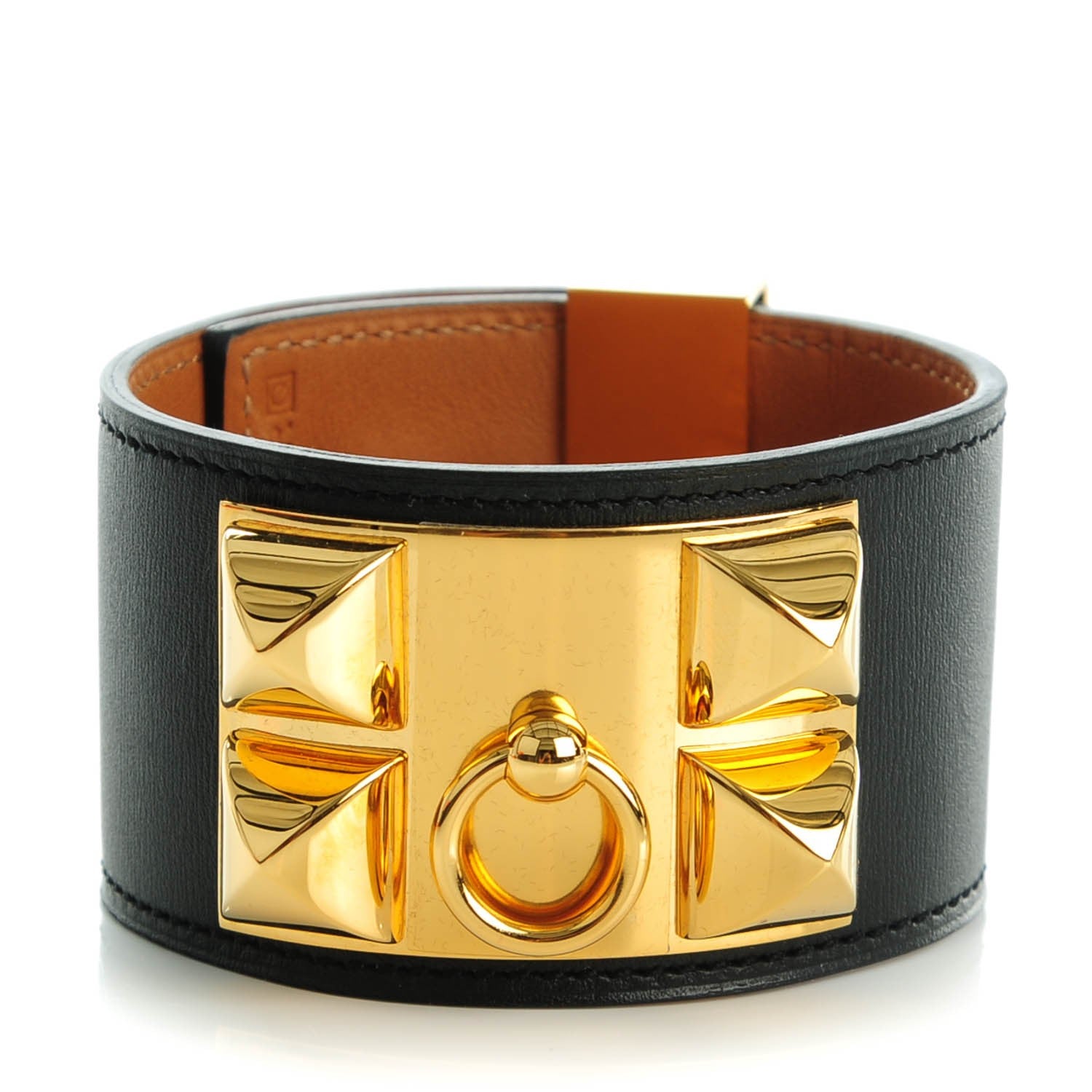 Hermes Box Calfskin Collier de Chien CDC Bracelet L Black 1 of 7
