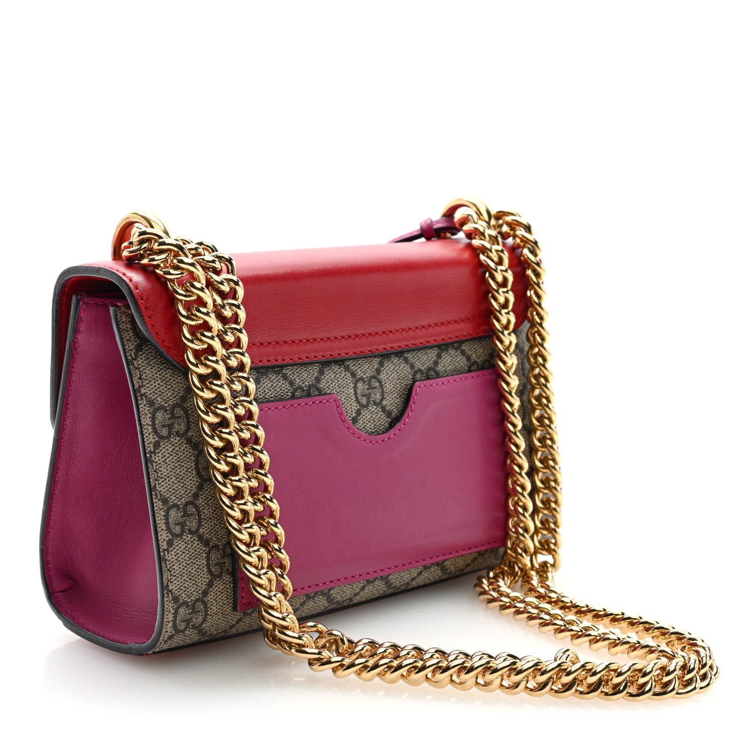 Gucci GG Supreme Monogram Calfskin Small Padlock Shoulder Bag Beige Hibiscus Red New Rosette 3 of 10