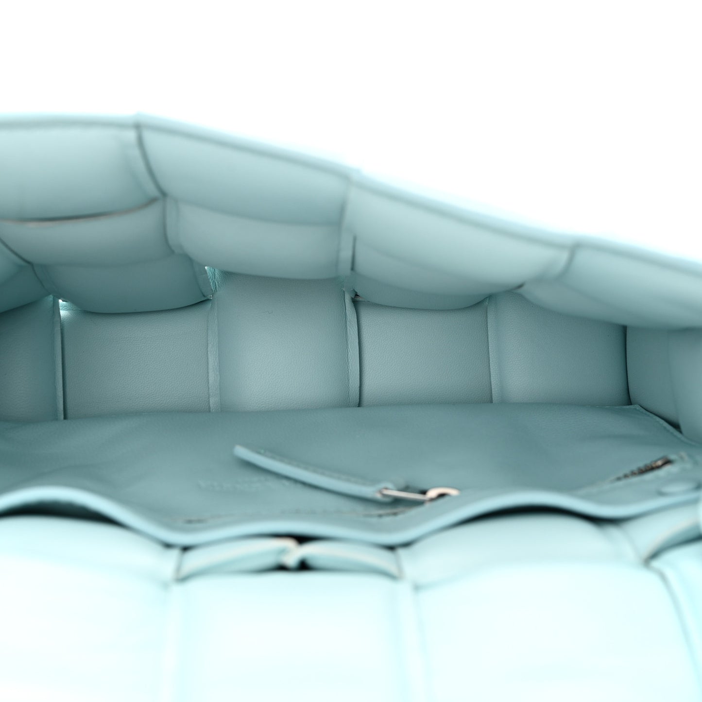 Paper Calfskin Maxi Intreccio Padded Cassette Crossbody Bag Topazio