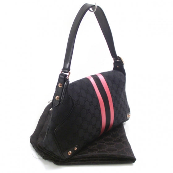 Gucci Monogram Horsebit Flap Bag Black/Pink 3 of 9