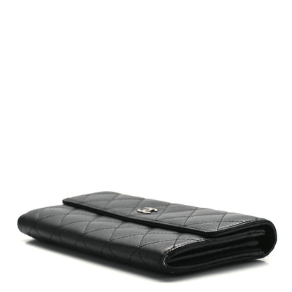 Chanel Lambskin Quilted Large Gusset Flap Wallet Black 10 of 12