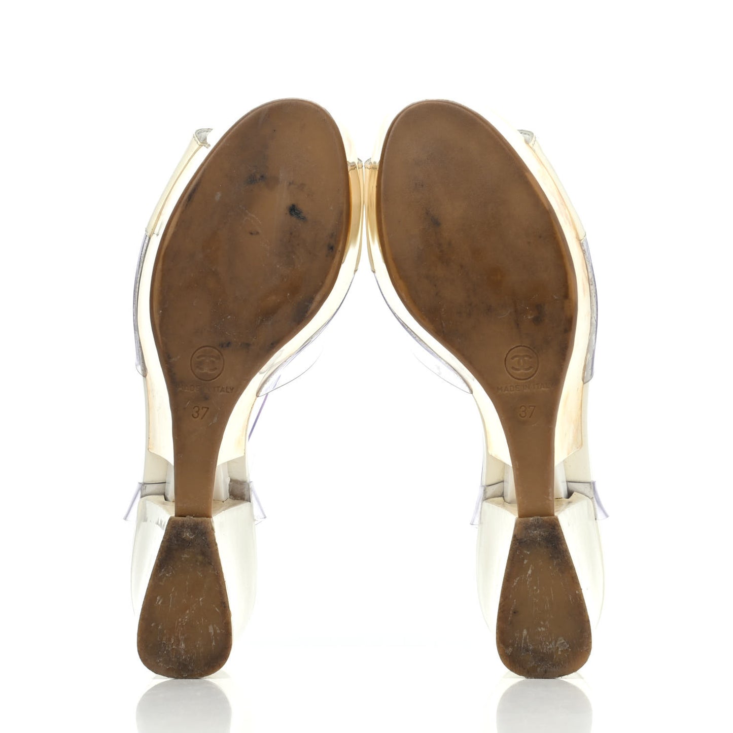 Patent PVC Wedge Sandals 37 Transparent White