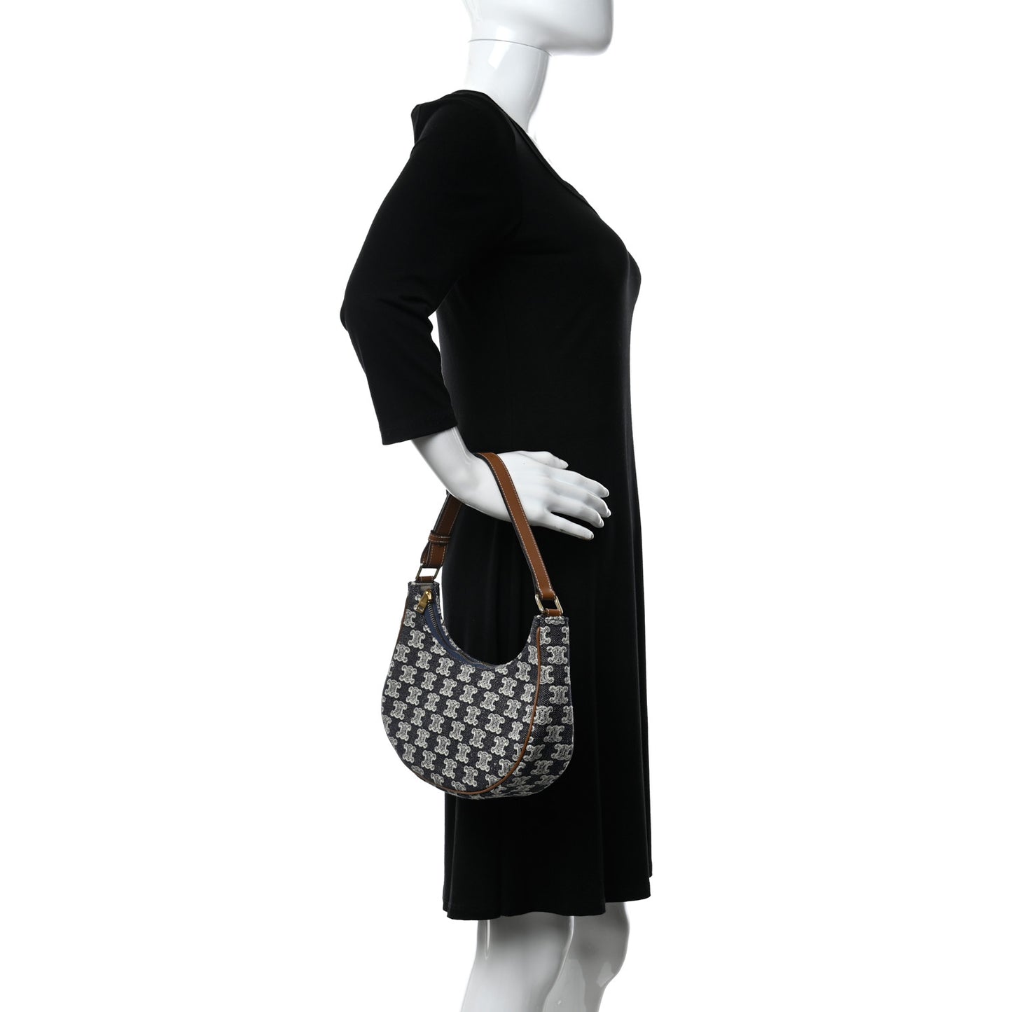 Canvas Calfskin Ava Triomphe Shoulder Bag Blue