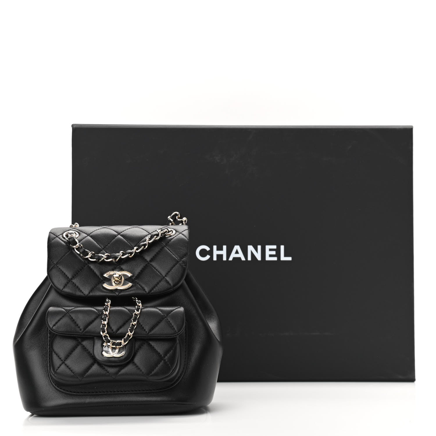 Chanel Lambskin Quilted Small Duma Drawstring Backpack Black 10 of 10