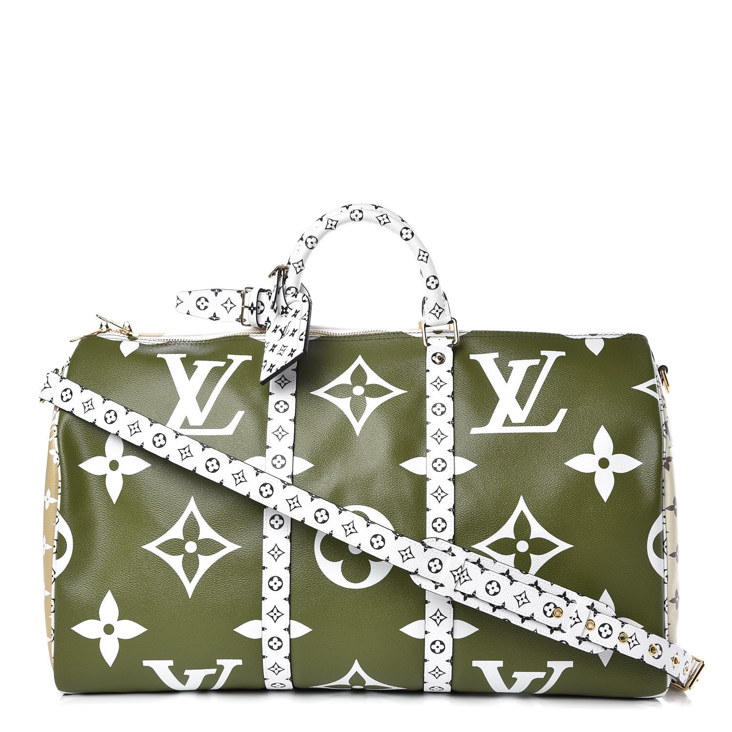 Louis Vuitton Monogram Giant Keepall Bandouliere 50 Kaki Beige 1 of 8