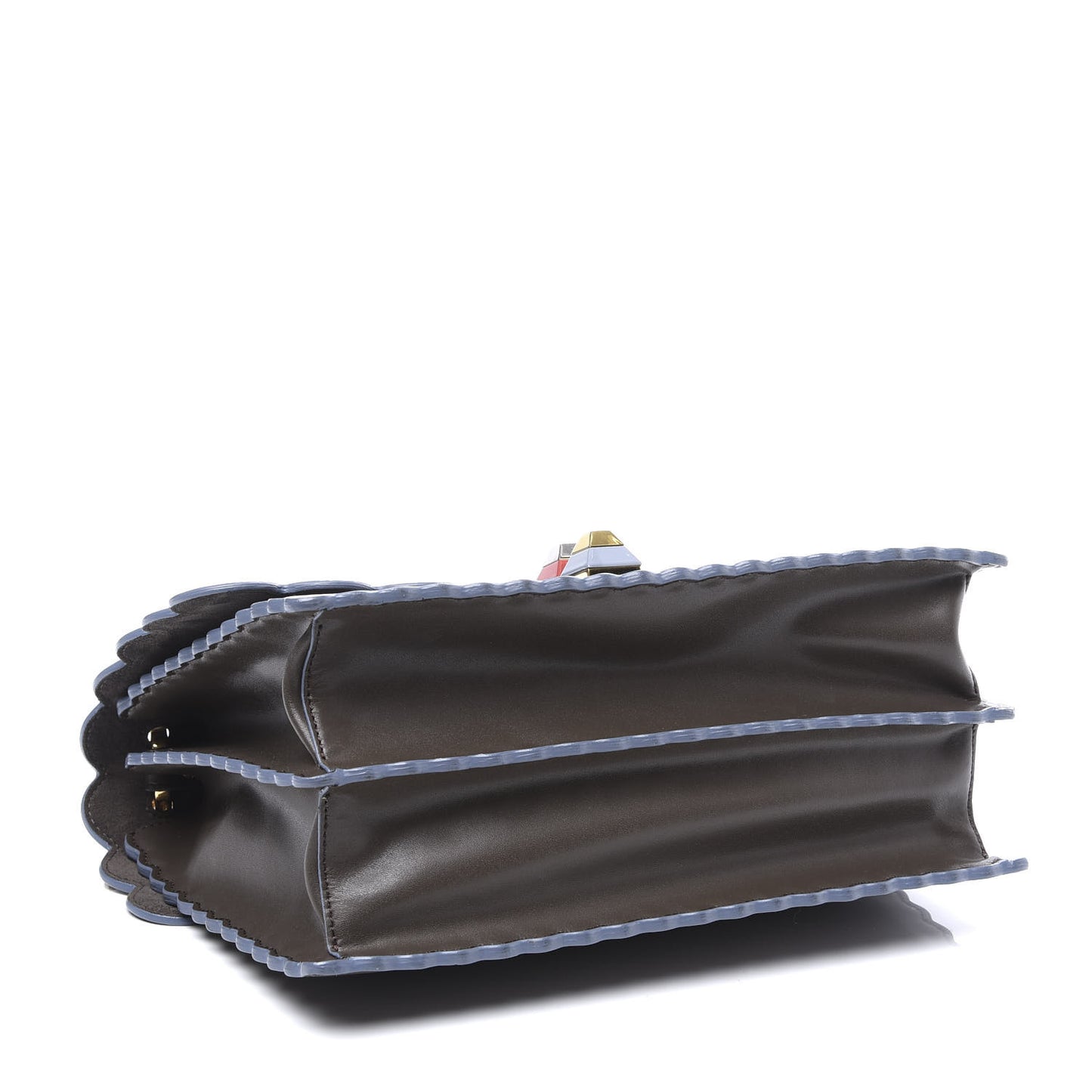 Vitello Liberty Scalloped Studded Kan I Shoulder Bag Carbone