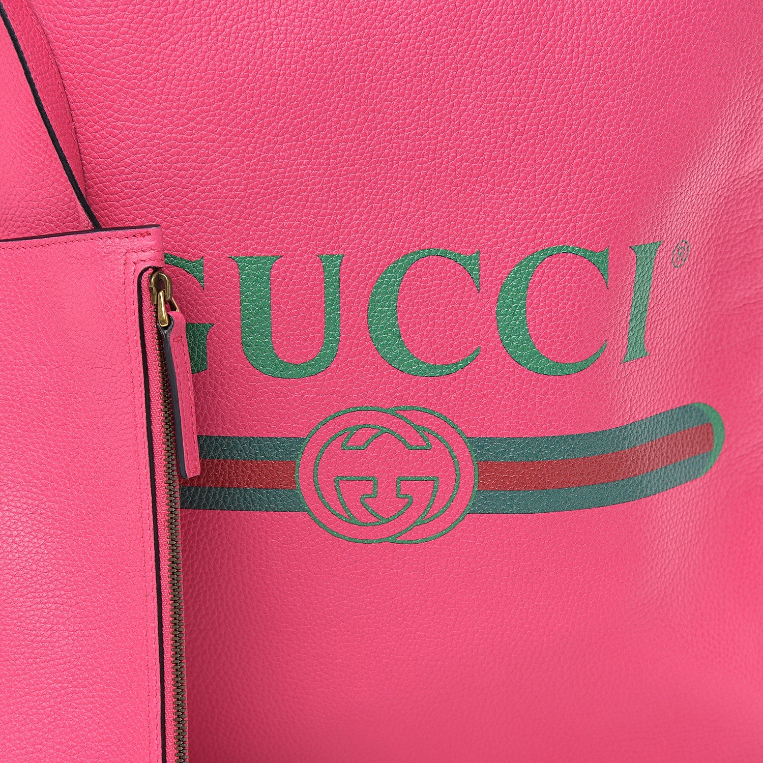 Gucci Grained Calfskin Logo Drawstring Backpack Box Pink Green Black 10 of 10