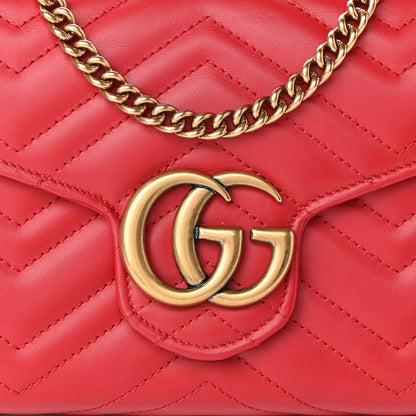 Gucci Calfskin Matelasse GG Marmont Chain Wallet Hibiscus Red 8 of 10