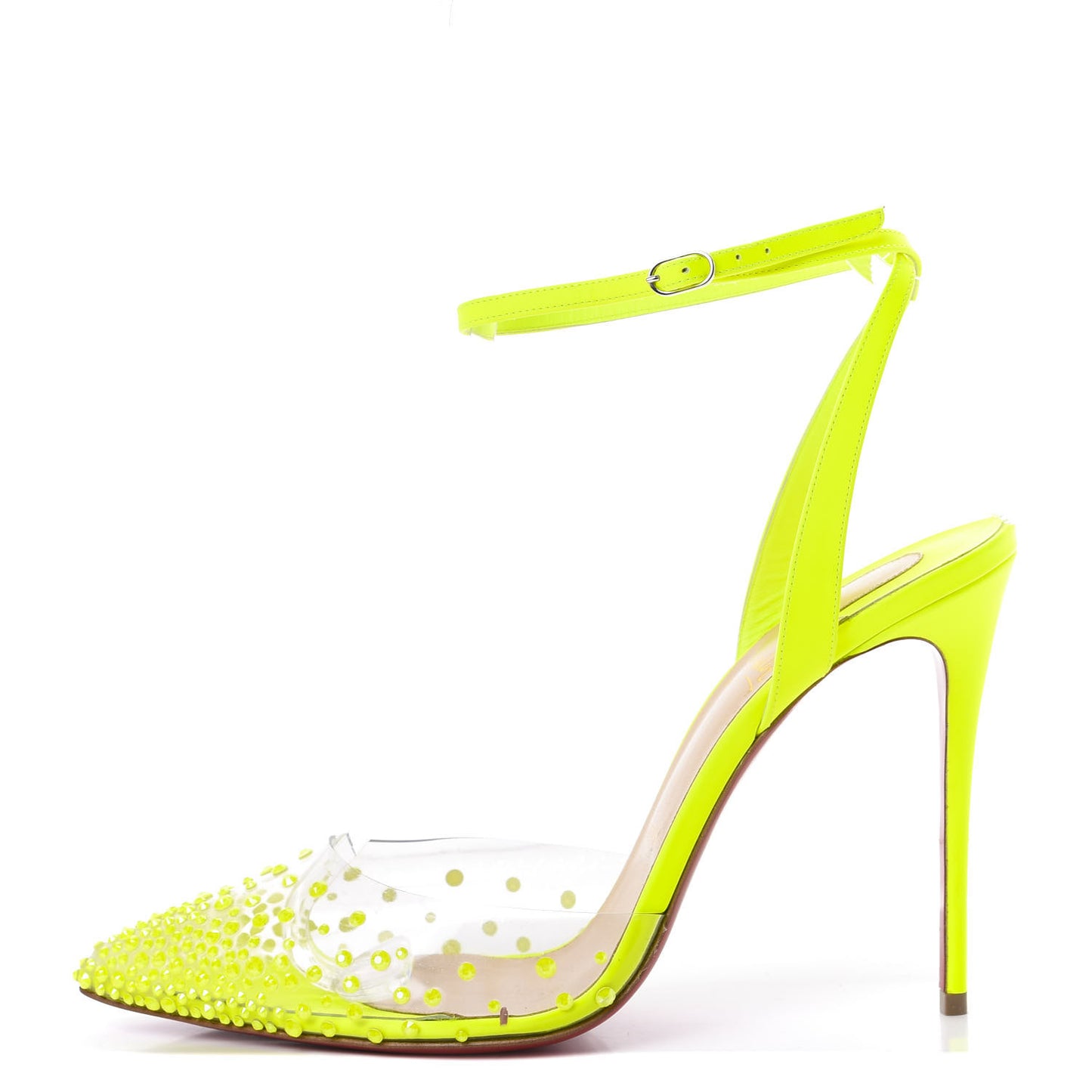 PVC Fluo Mat Spikaqueen 100 Pumps 39.5 Version Yellow Fluo