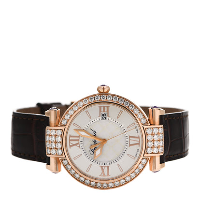 Chopard 18K Rose Gold Alligator Diamond Bezel Mother of Pearl 36mm Imperiale Quartz Watch 2 of 4