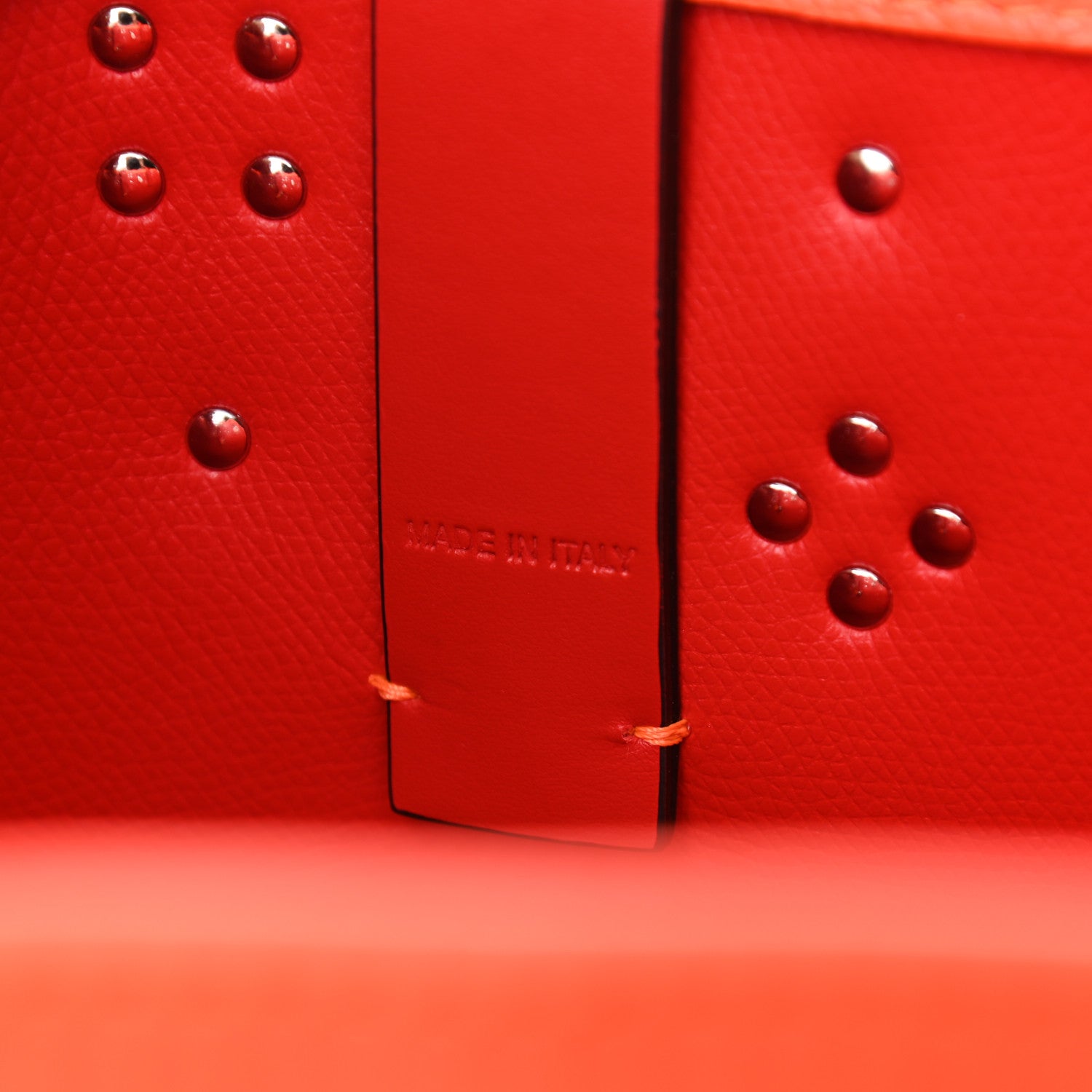 Christian Louboutin Calfskin Empire Spike Studded East West Cabata Tote Orange 8 of 11