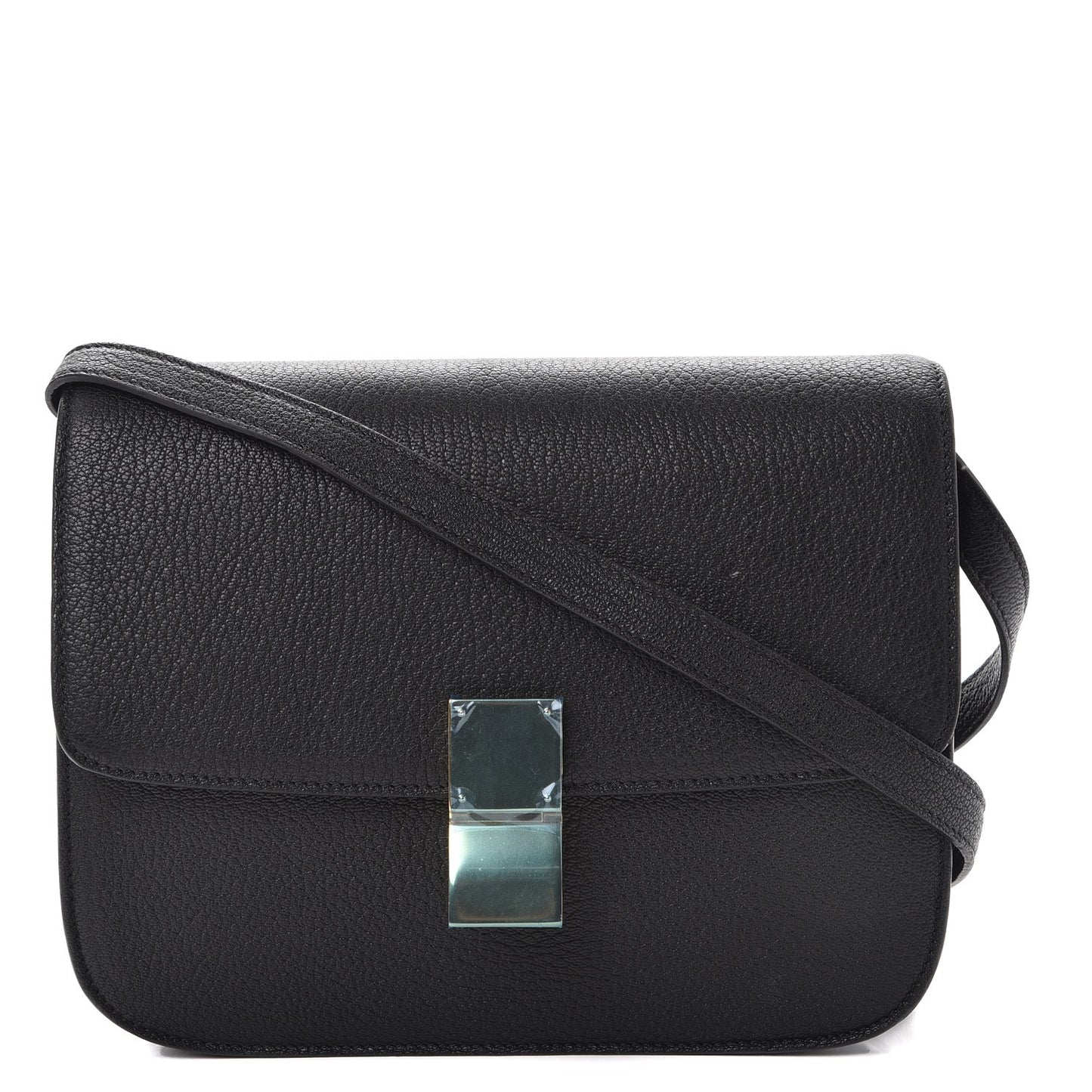 Goatskin Medium Classic Box Flap Bag Black
