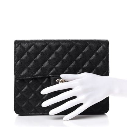 Chanel Caviar Quilted Square Flap Clutch Black 2 of 8