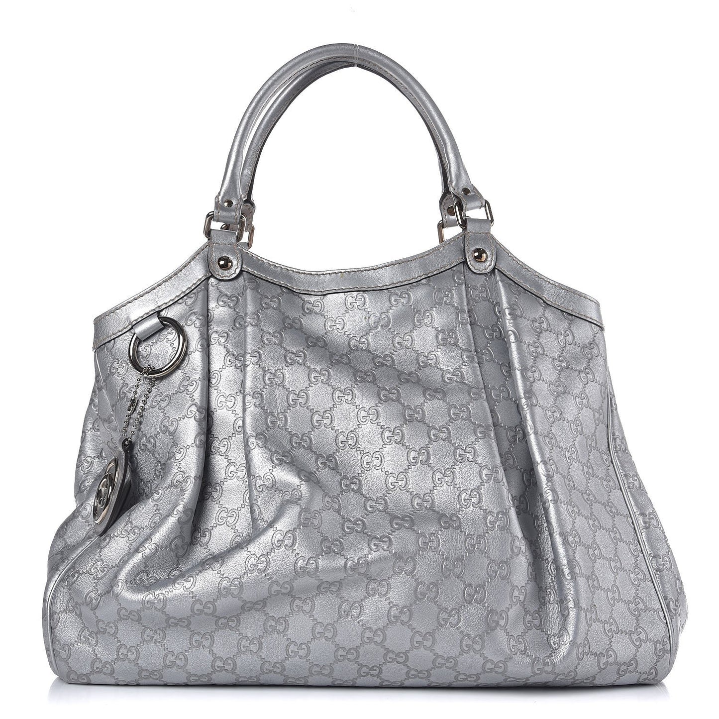 Guccissima Large Sukey Tote Silver