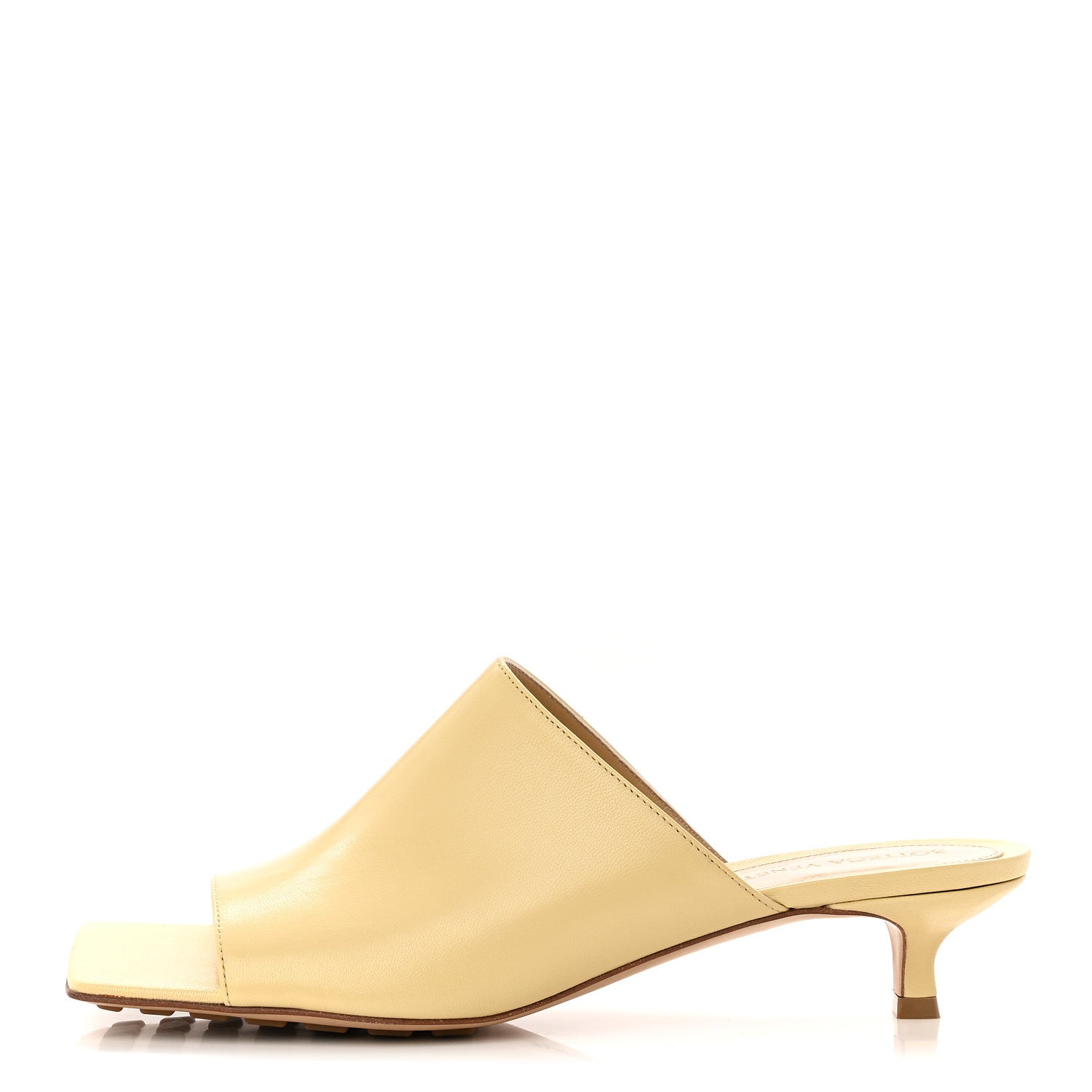 Bottega Veneta Lambskin Stretch Mule Sandals 37.5 Moon Beam 1 of 9