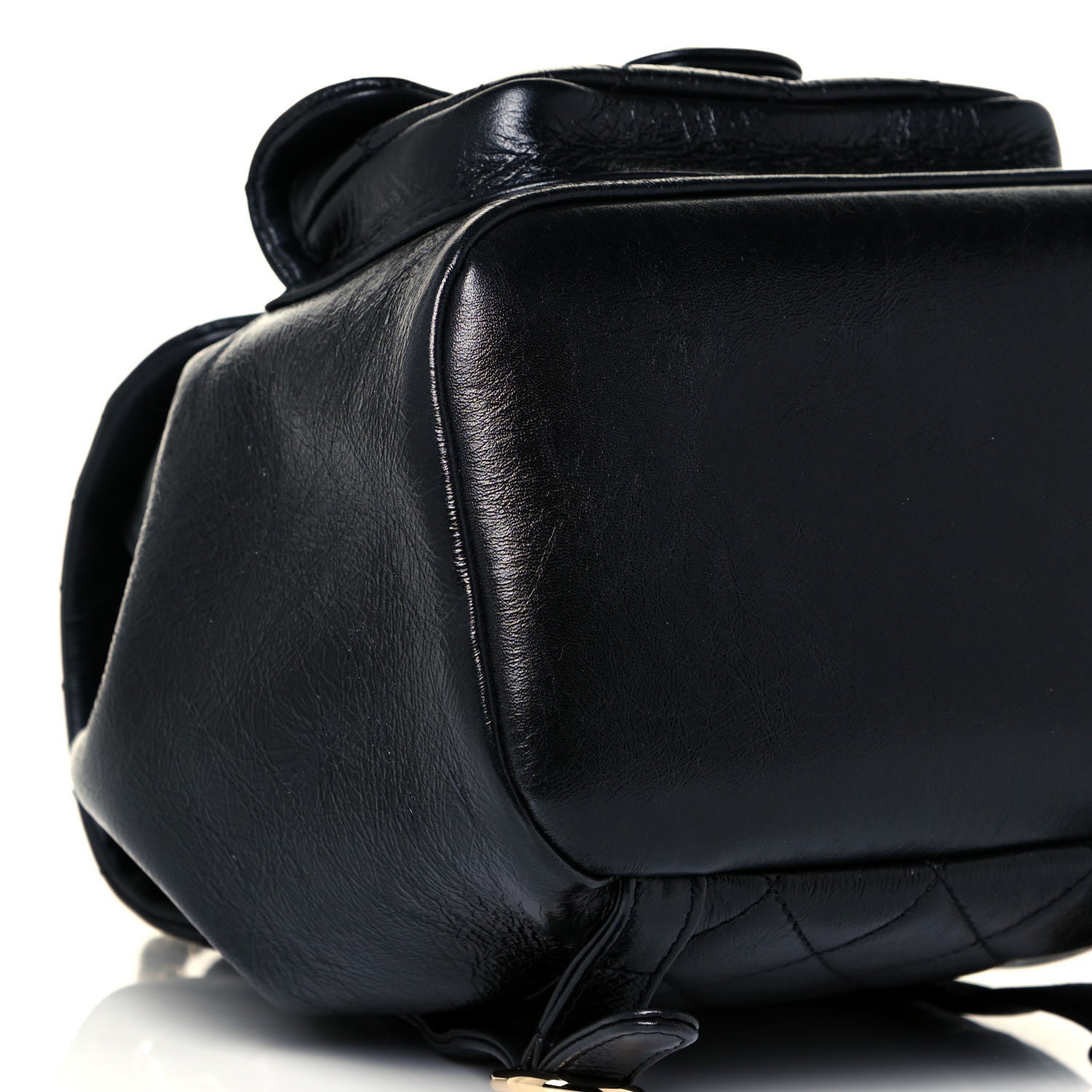 Chanel Glazed Aged Calfskin Quilted Small Duma Drawstring Backpack Black 10 of 14