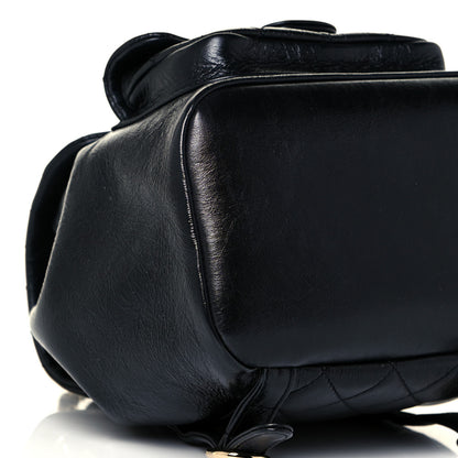 Chanel Glazed Aged Calfskin Quilted Small Duma Drawstring Backpack Black 10 of 14
