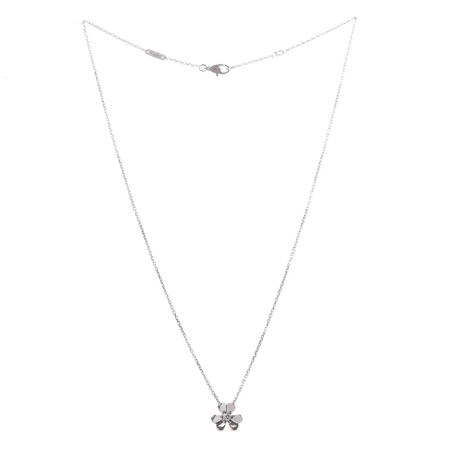 Van Cleef & Arpels 18K White Gold Diamond Mini Frivole Pendant Necklace 3 of 8