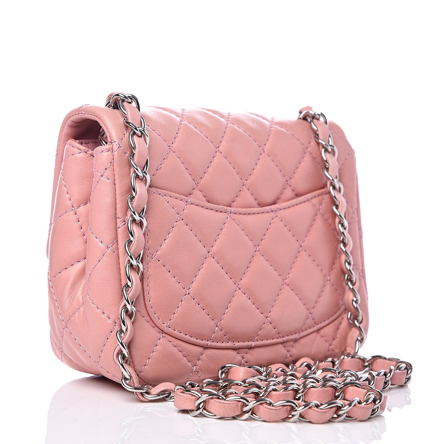 Lambskin Quilted Mini Square Flap Pink