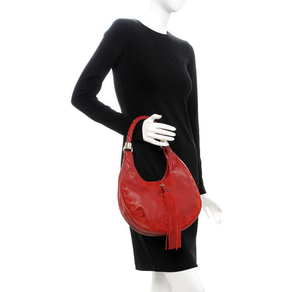 Saint Laurent Goatskin Suede Rive Gauche Tassel Hobo Red 2 of 10