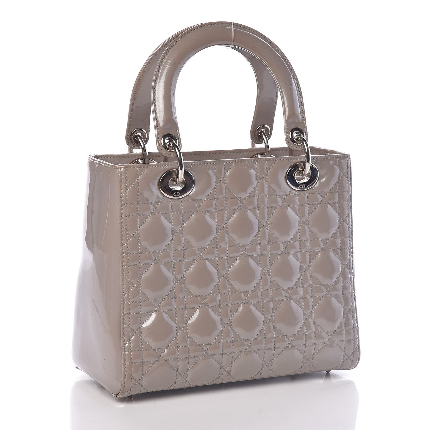 Pearlized Patent Cannage Medium Lady Dior Grey