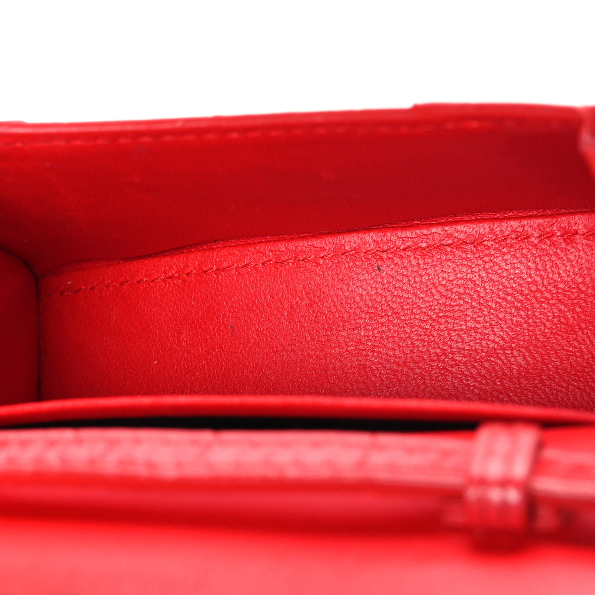 Shiny Calfskin Tonal B Crocodile Embossed Hourglass Top Handle Bag Mini Bright Red