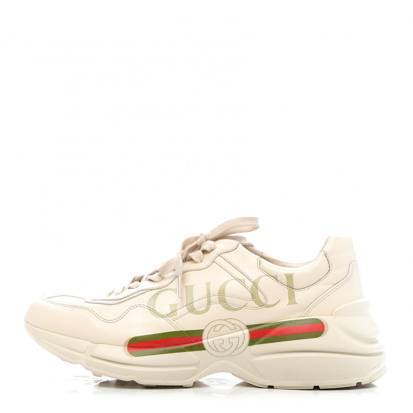 Calfskin Logo Mens Rhyton Sneakers 8.5 Ivory