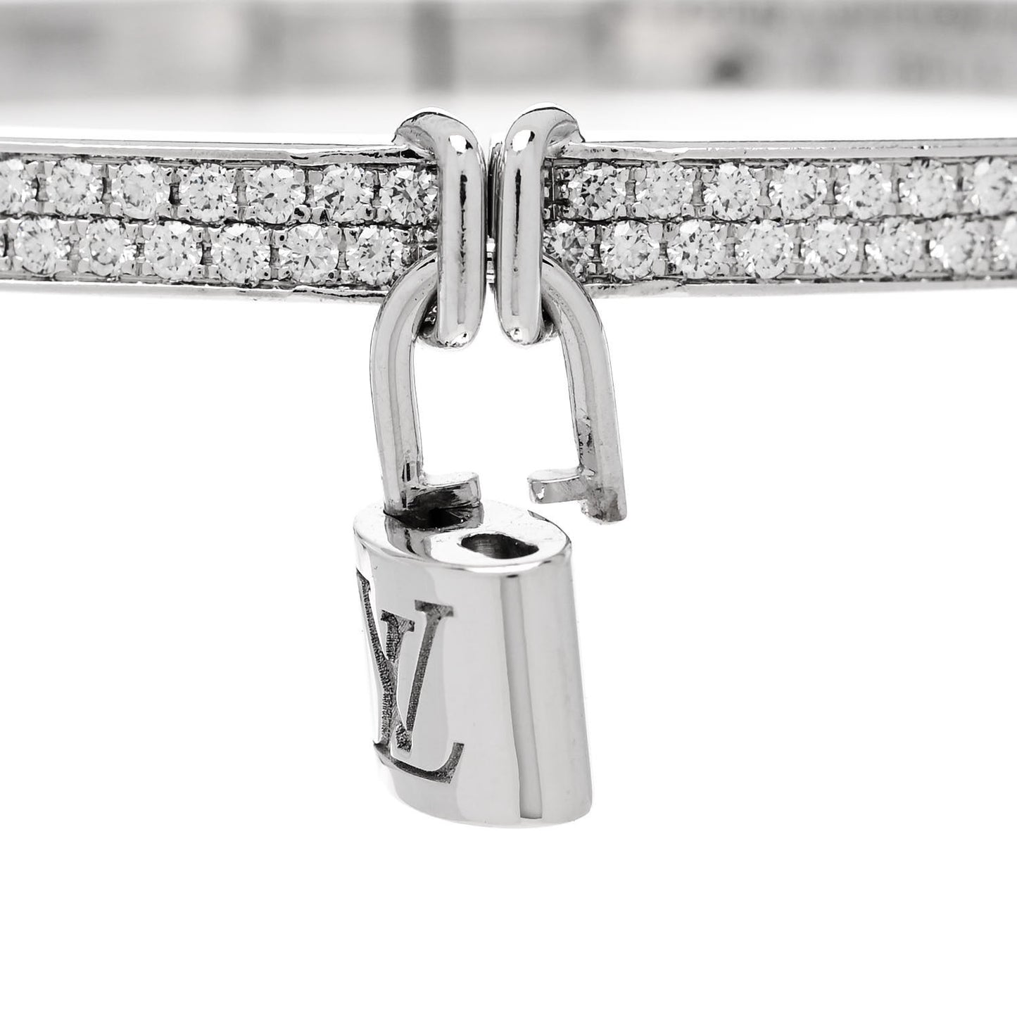 18K White Gold Diamond Lockit Bangle Bracelet 16