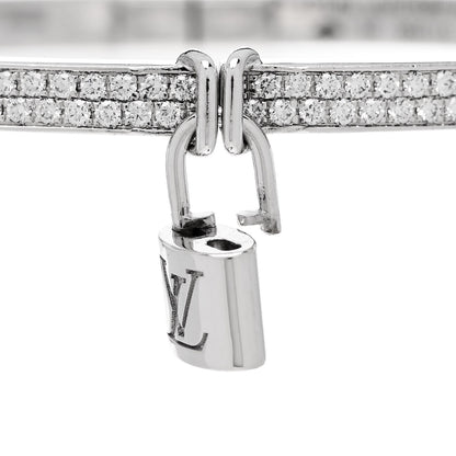 Louis Vuitton 18K White Gold Diamond Lockit Bangle Bracelet 16 6 of 6