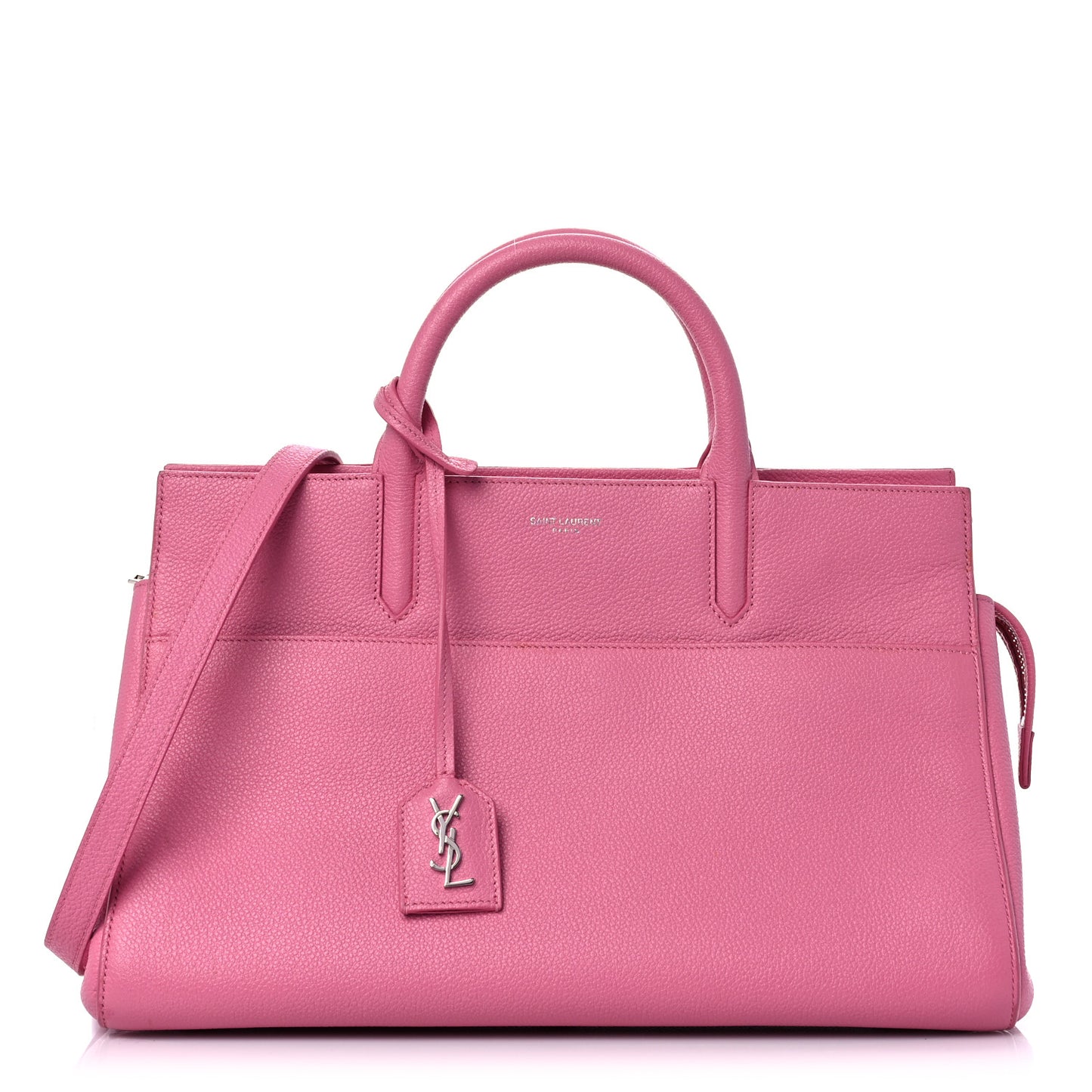 Grained Calfskin Small Cabas Rive Gauche Rose Clair