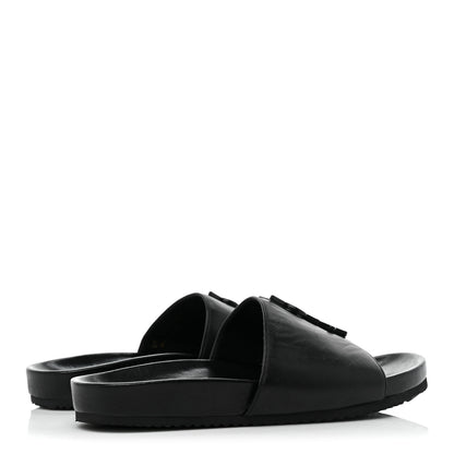 Saint Laurent Calfskin Monogram Jimmy Joan Slide Sandals 37 Black 4 of 8