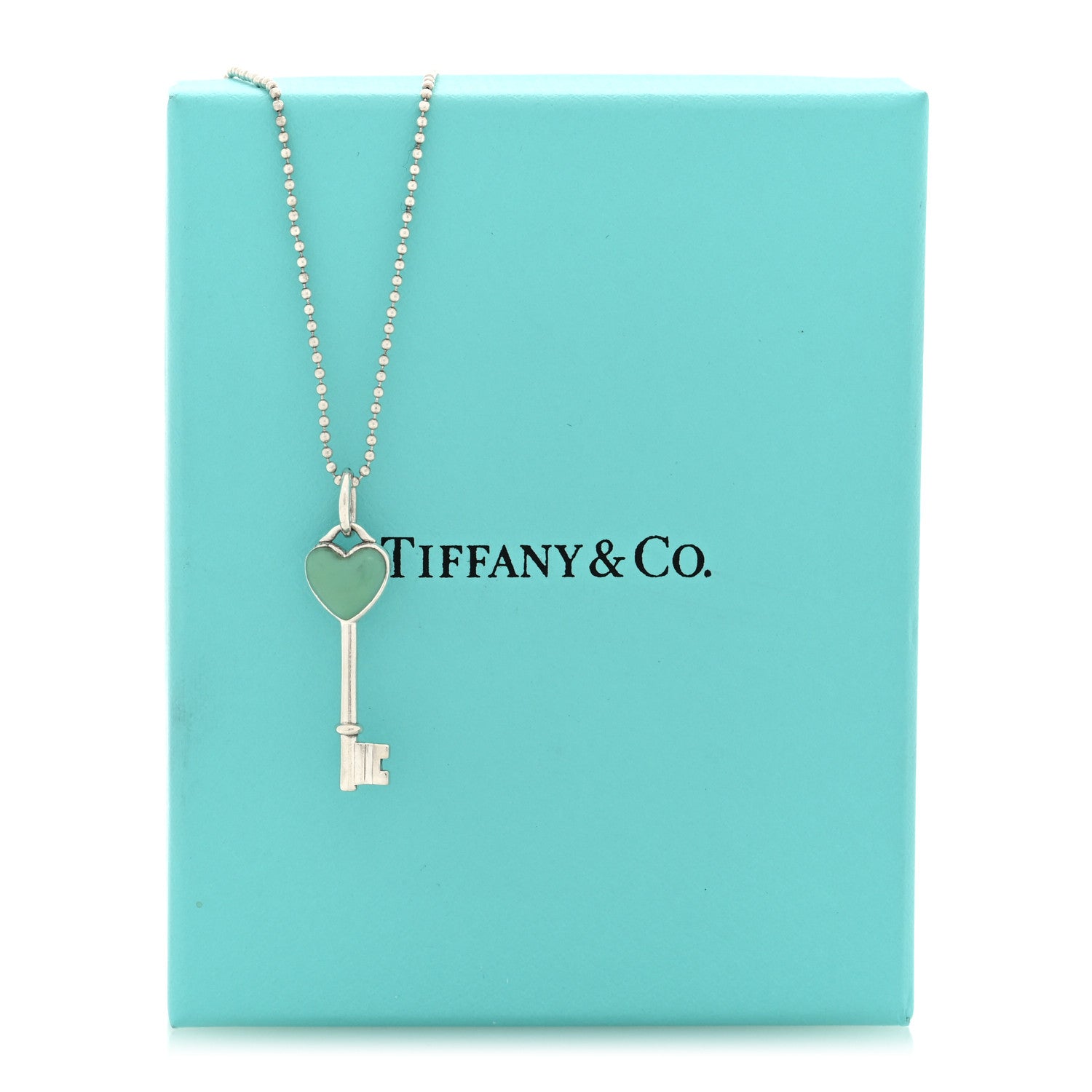 Tiffanyブルーハートkey Tiffany Sterling Silver Enamel Heart Key Pendant Necklace Blue