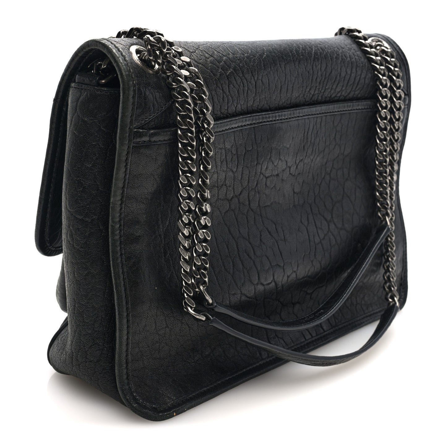 Grained Lambskin Monogram Large Niki Chain Satchel Black